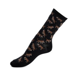 Nos chaussettes femme "Les Léopards" noir - Maison Broussaud