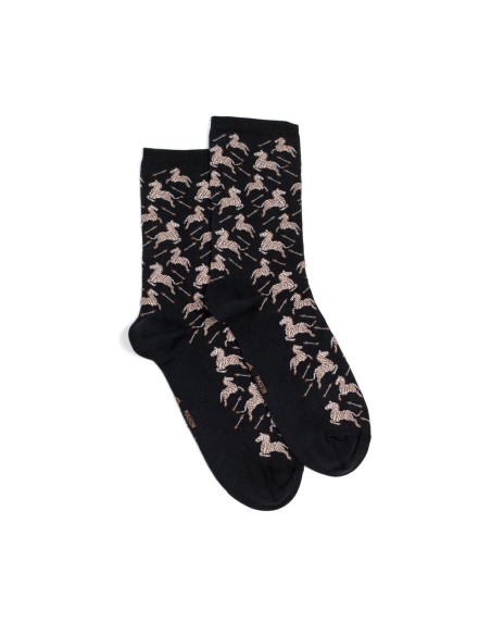 Nos chaussettes femme "Les Zèbres" noir - Maison Broussaud