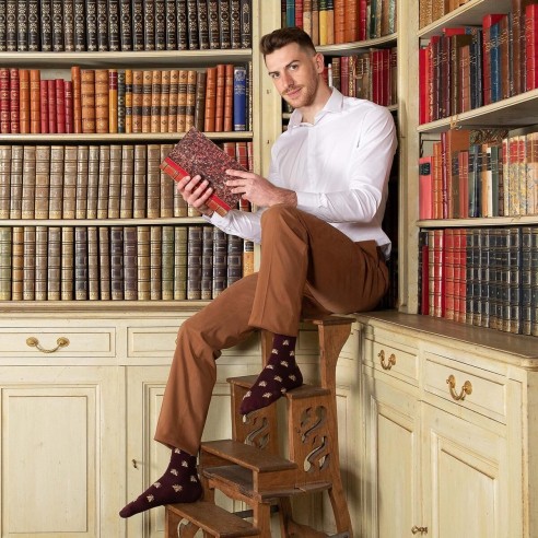 Chaussettes homme bordeaux Les Abeilles d'Or - Collection Napoléon