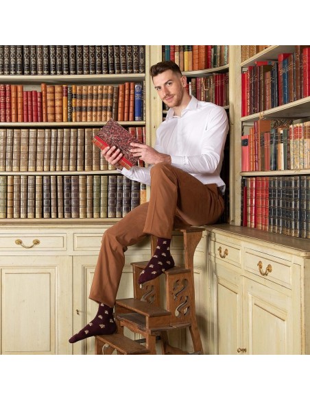 Chaussettes homme bordeaux Les Abeilles d'Or - Collection Napoléon