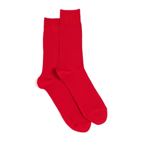 Nos chaussettes homme fil d’Écosse rouge - Maison Broussaud