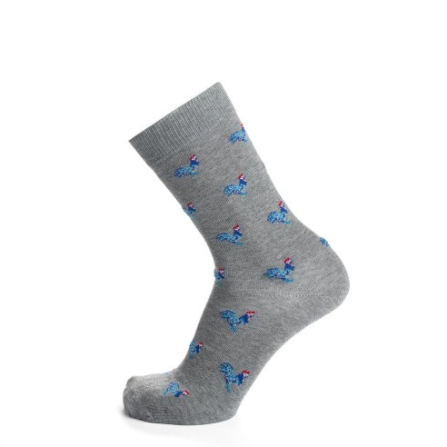 Nos chaussettes "Les Coqs", coloris gris - Maison Broussaud
