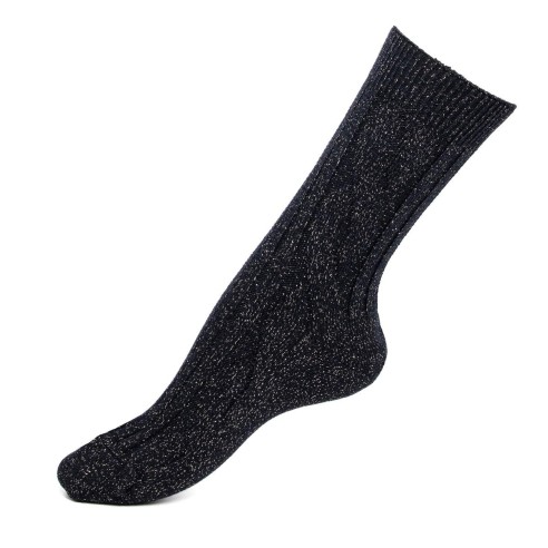 "Les Torsade laine" femme, coloris marine/or - Maison Broussaud