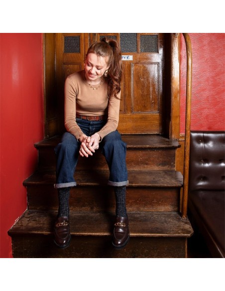 "Les Torsade laine" femme, coloris marine/or - Maison Broussaud