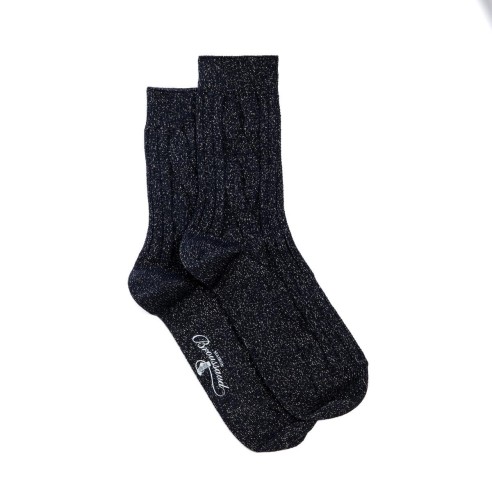 "Les Torsade laine" femme, coloris marine/or - Maison Broussaud