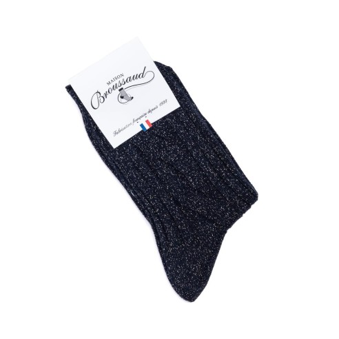 "Les Torsade laine" femme, coloris marine/or - Maison Broussaud