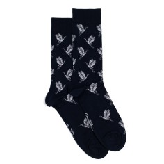Nos chaussettes homme "Les Oiseaux" marine - Maison Broussaud 2