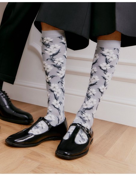 Nos mi-bas "Fleurs" couleur Pluie - Maison Broussaud