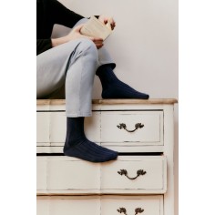 "Les Torsade laine" homme, coloris marine - Maison Broussaud 2