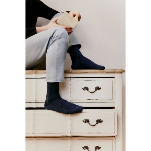 "Les Torsade laine" homme, coloris marine - Maison Broussaud