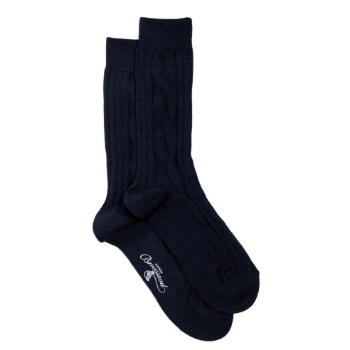 "Les Torsade laine" homme, coloris marine - Maison Broussaud