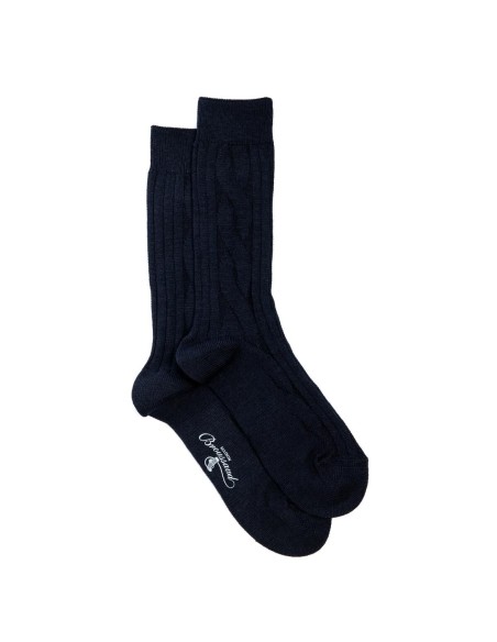 "Les Torsade laine" homme, coloris marine - Maison Broussaud