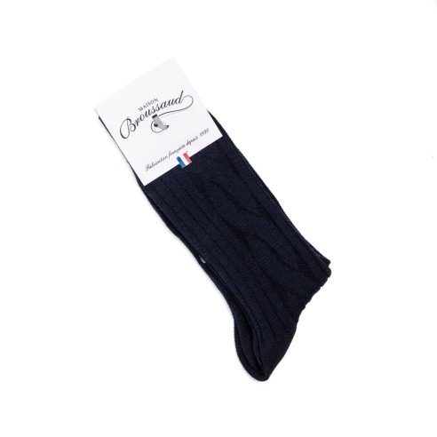 "Les Torsade laine" homme, coloris marine - Maison Broussaud