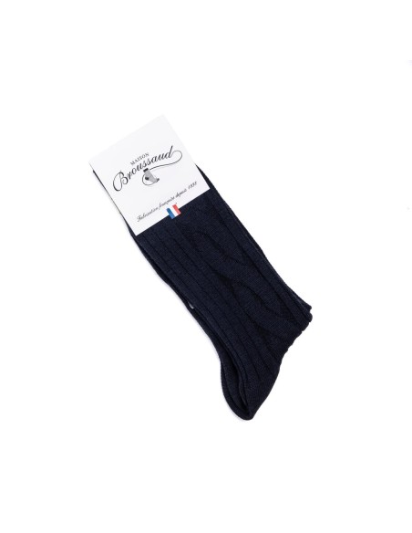 "Les Torsade laine" homme, coloris marine - Maison Broussaud