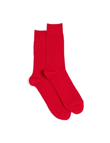Nos chaussettes homme fil d’Écosse rouge - Maison Broussaud