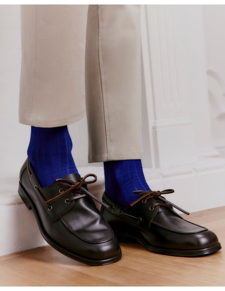 Nos chaussettes homme fil d’Écosse bleu - Maison Broussaud