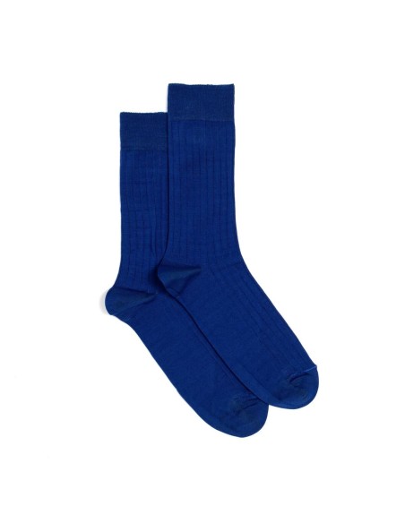 Nos chaussettes homme fil d’Écosse bleu - Maison Broussaud