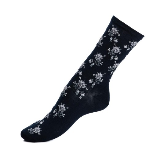 Nos chaussettes femme "Les Fleurs" marine - Maison Broussaud