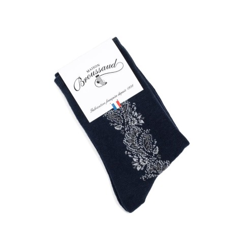Nos chaussettes femme "La Frise" marine - Maison Broussaud
