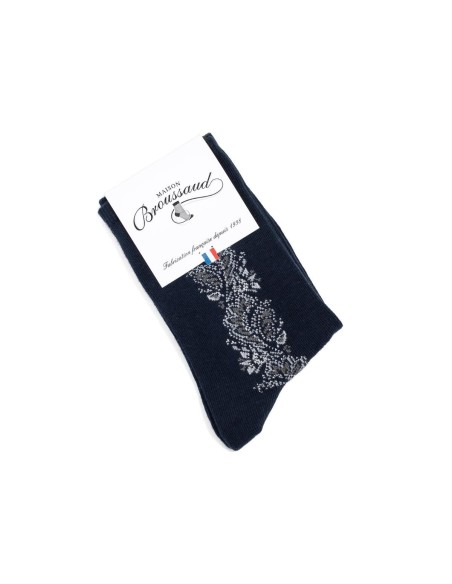 Nos chaussettes femme "La Frise" marine - Maison Broussaud