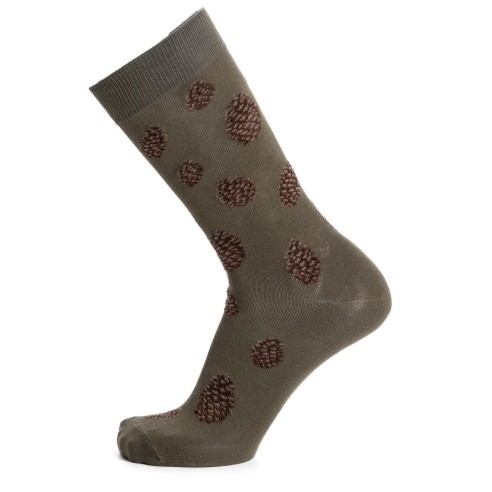 Nos chaussettes homme "Les Pommes de pin" kaki - Maison Broussaud