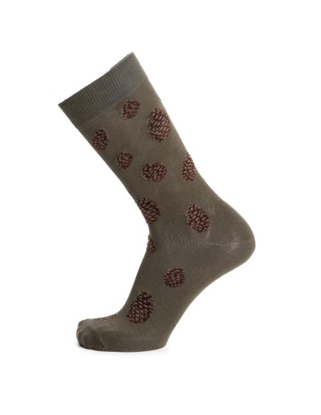 Nos chaussettes homme "Les Pommes de pin" kaki - Maison Broussaud