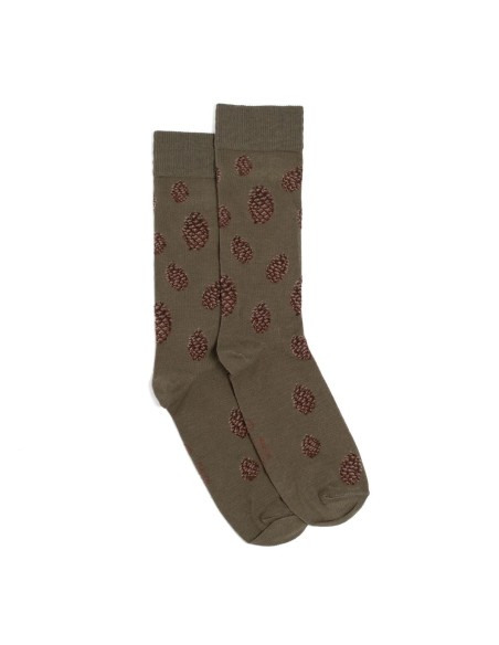 Nos chaussettes homme "Les Pommes de pin" kaki - Maison Broussaud
