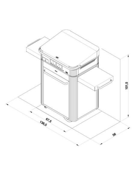 Combo Plancha gaz sur chariot - Enosign 65 - Noir et inox