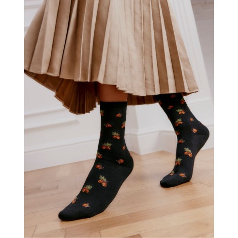 Nos chaussettes femme "Les Glands" noir - Maison Broussaud