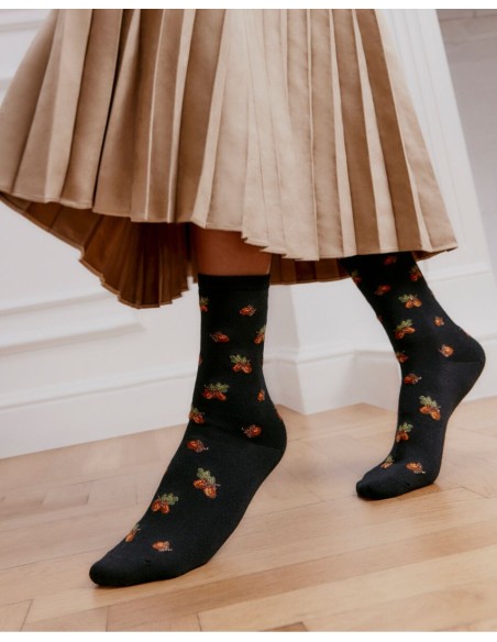 Nos chaussettes femme "Les Glands" noir - Maison Broussaud