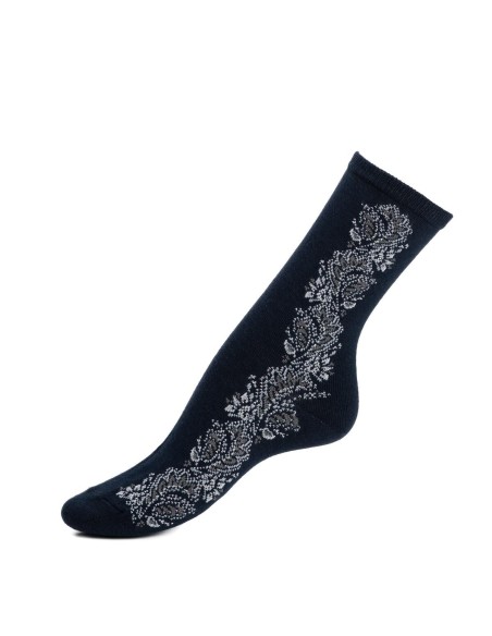 Nos chaussettes femme "La Frise" marine - Maison Broussaud