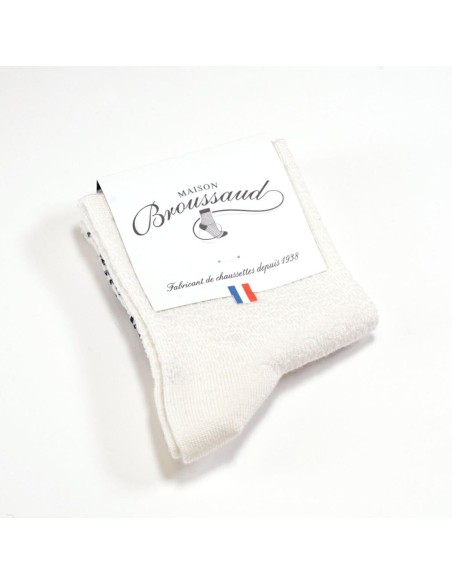 Nos chaussettes "Les Mailles Ajourées" écru - Maison Broussaud
