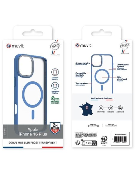 COQUE MAGSAFE 2M MAT FROST BLEU IPHONE 16 PLUS