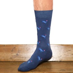 Nos chaussettes homme "Les Coqs" bleu - Maison Broussaud