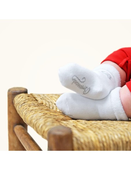 Nos chaussettes bébé "Les Bottons" blanc/gris - Maison Broussaud