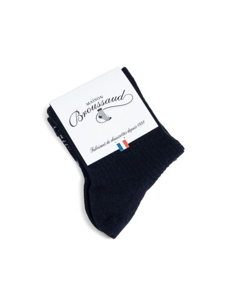 Nos chaussettes "Les côtelées fines" en marine - Maison Broussaud