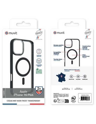 COQUE MAGSAFE 2M MAT FROST NOIR IPHONE 16 PLUS