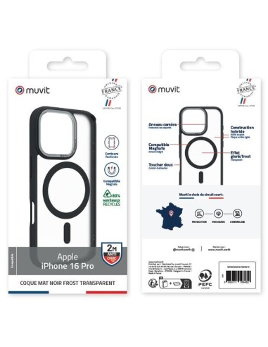 COQUE MAGSAFE 2M MAT FROST NOIR IPHONE 16 PRO