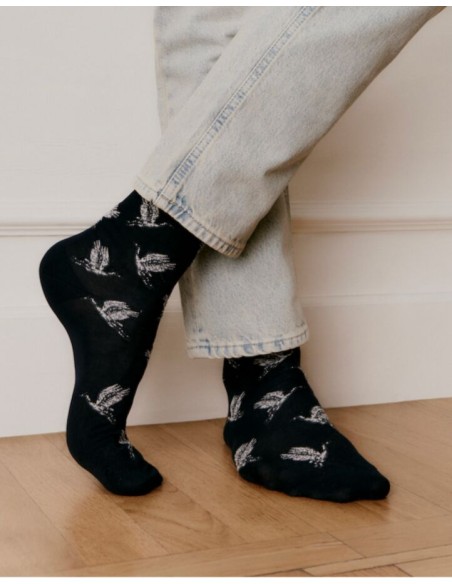Nos chaussettes homme "Les Oiseaux" marine - Maison Broussaud