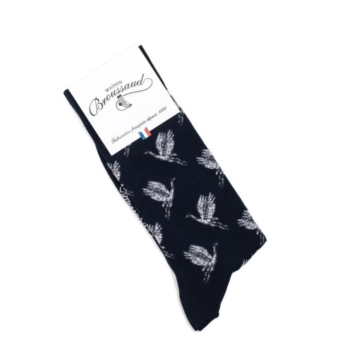 Nos chaussettes homme "Les Oiseaux" marine - Maison Broussaud