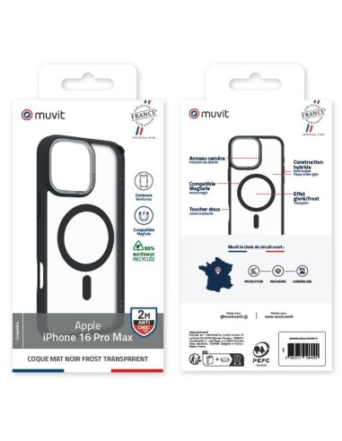 COQUE MAGSAFE 2M MAT FROST NOIR IPHONE 16 PRO MAX