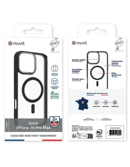 COQUE MAGSAFE 2M MAT FROST NOIR IPHONE 16 PRO MAX
