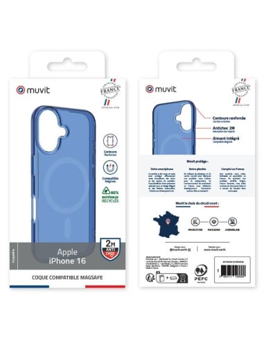 COQUE MAGSAFE 2M TRANSLUCIDE BLEU IPHONE 16