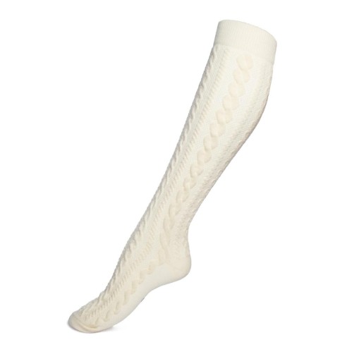 Nos mi-bas en laine à torsades coloris écru - Maison Broussaud