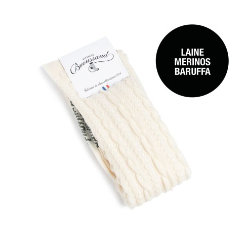 Nos mi-bas en laine à torsades coloris écru - Maison Broussaud