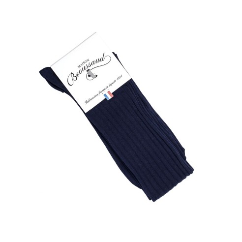 La fil d'Ecosse - chaussettes homme - coton mercerisé marine - Maison Broussaud