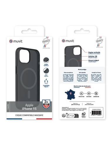 COQUE MAGSAFE 2M TRANSLUCIDE NOIR IPHONE 15