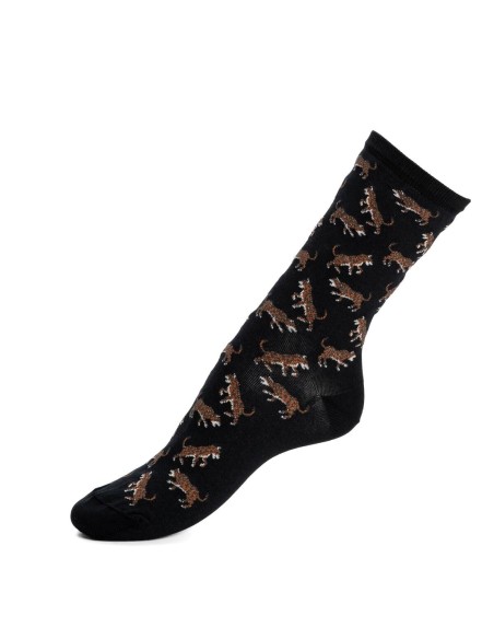Nos chaussettes femme "Les Léopards" noir - Maison Broussaud