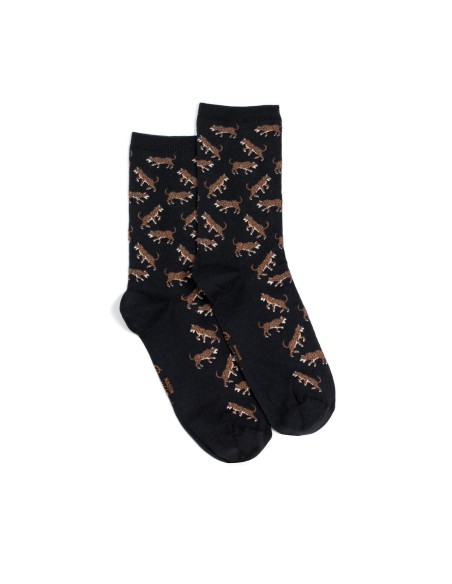 Nos chaussettes femme "Les Léopards" noir - Maison Broussaud