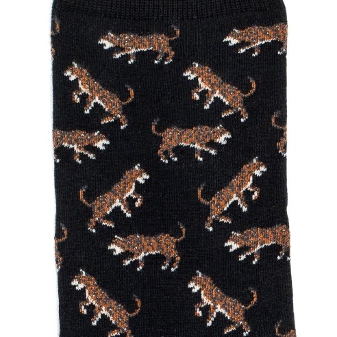 Nos chaussettes femme "Les Léopards" noir - Maison Broussaud